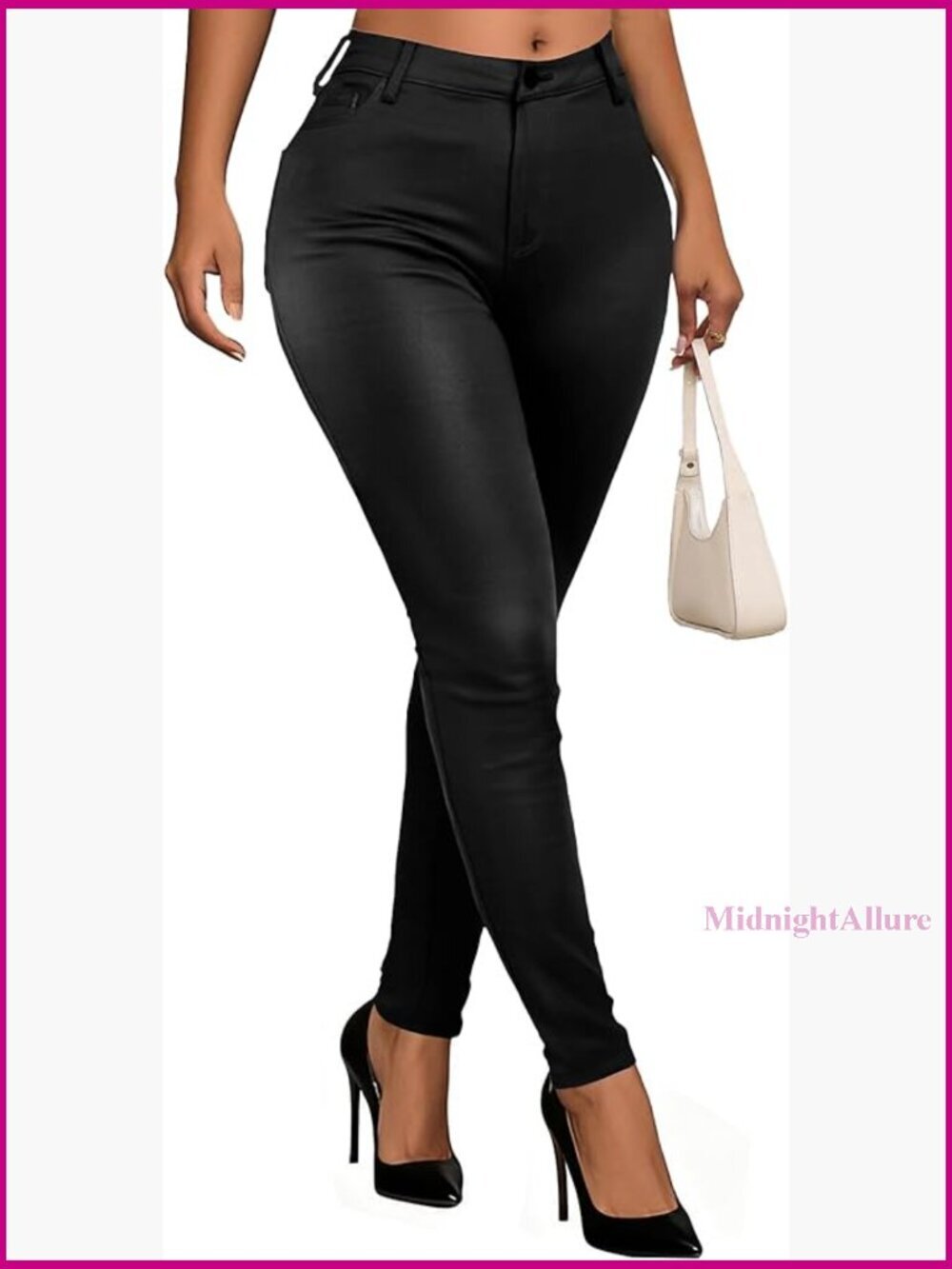 Faux Leather Leggings High Waisted Skinny Fit Stretchy Pants
